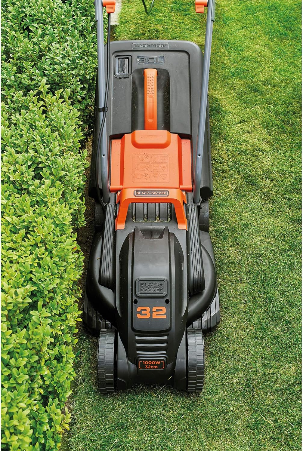 Black+Decker Elektro-Rasenmäher /-trimmer-Kit (1.000 W, 32cm Schnittbreite, 3-fach axial Schnitthöhe