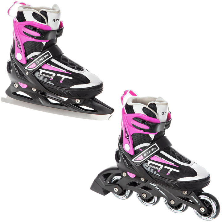 RAVEN Profession 2in1 Schlittschuhe Inlineskates Inliner für Kinder und Erwachsene verstellbar 35-39