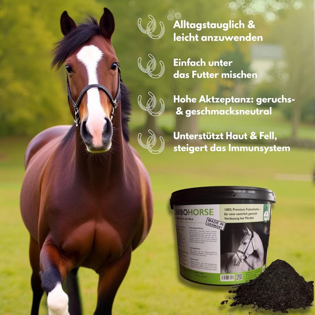 Carbo Verte Premium Futterkohle für eine natürlich gesunde Verdauung bei Pferden, 3,5 kg, nach GMP+