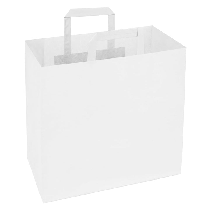 verpacking 250 Papiertragetaschen mit Flachhenkel 27 x 32 x 17 cm Weiss - Papiertüten Bio Papiertasc
