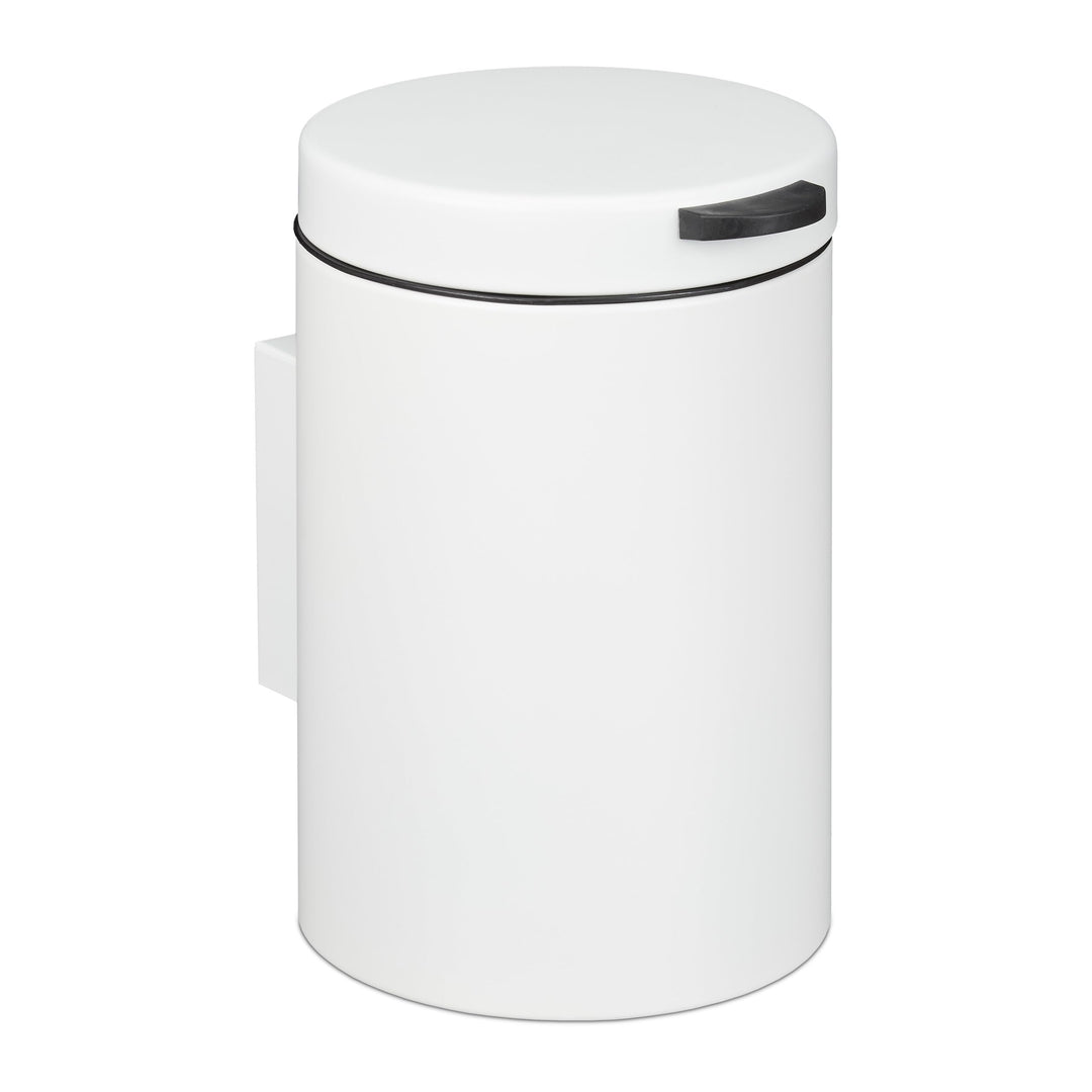 Relaxdays Kosmetikeimer Wandmontage, 3 l, Absenkautomatik, Inneneimer, Edelstahl, runder Badezimmer