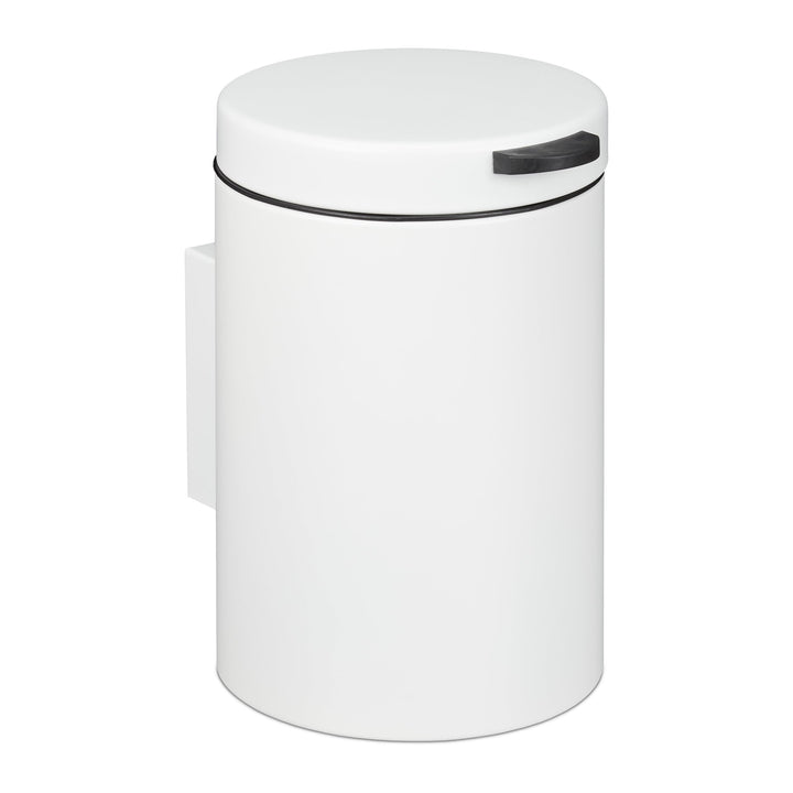Relaxdays Kosmetikeimer Wandmontage, 3 l, Absenkautomatik, Inneneimer, Edelstahl, runder Badezimmer