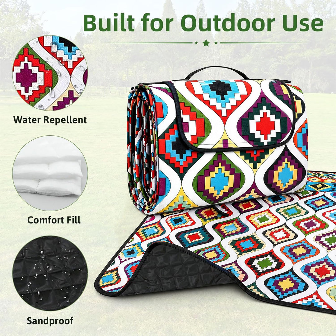 200x200 cm Picknickdecke Wasserdicht 210D Oxford Grosse Picknickbedarf Tragbare Picknickdecken Wasch