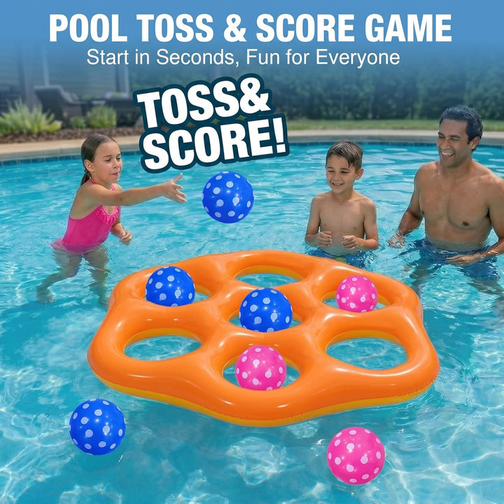 Aufblasbares Tic Tac Toe Pool Spiel, Grosses Schwimmendes Wurfspiel mit 6 Spielfiguren, Wasser Spiel