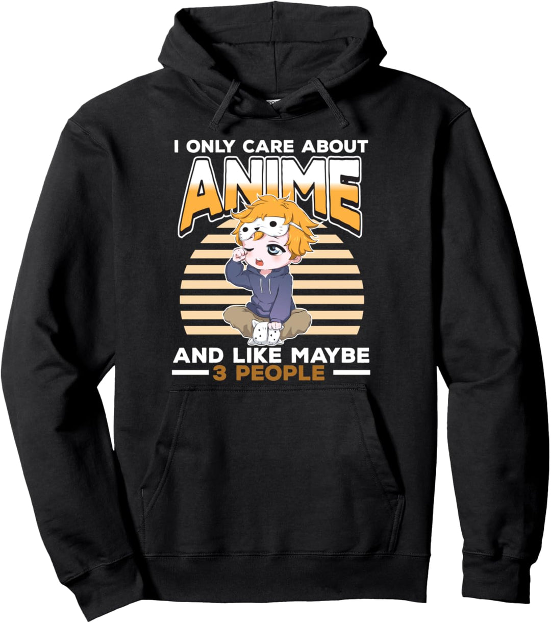 I Only Care About Anime - Chibi Anime Boy Pullover Hoodie