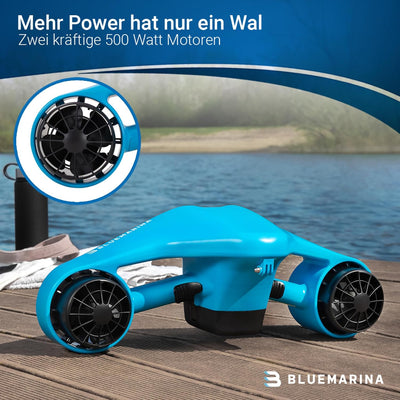 Bluemarina Tauchscooter Orca | Seascooter - 2 x 500 Watt Motoren - 3 Geschwindigkeiten - Topspeed 5.
