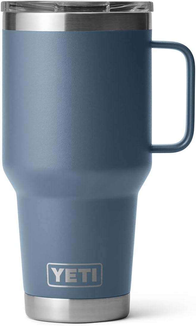 YETI Rambler Reise-Trinkbecher aus Edelstahl, vakuumisoliert, mit starkem Deckel, 850 ml, Nordic Blu