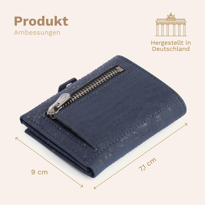 DONBOLSO Geldbörse Korkleder Slim Wallet | Münzfach & RFID Schutz | 11 Karten | Minimalistische Port