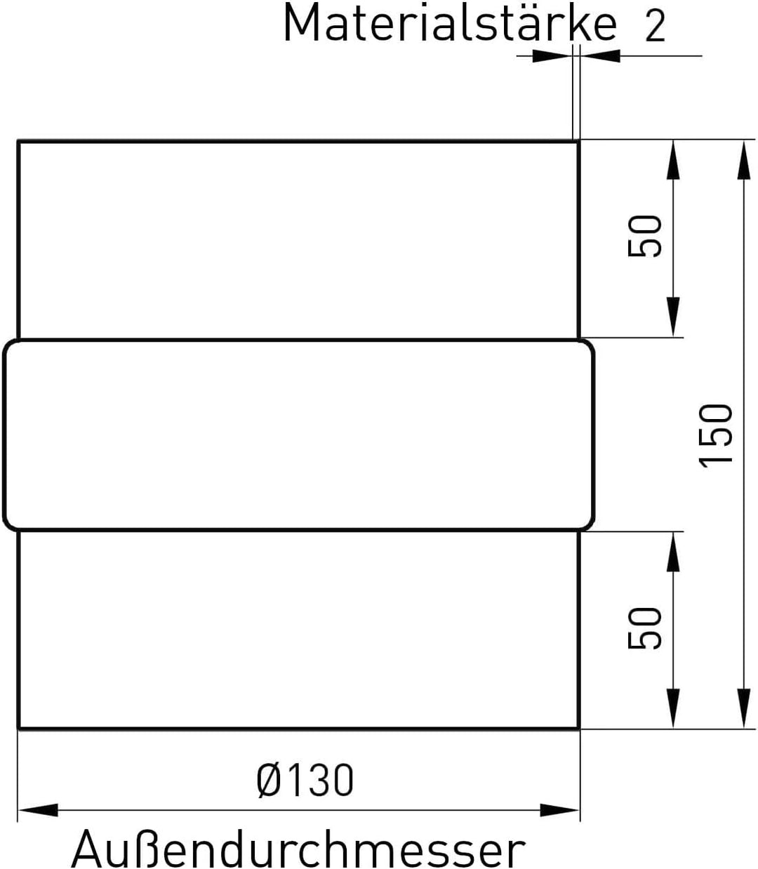 raik Rauchrohr-Adapter Verbindungsstück für 130 mm Durchmesser Ofenrohre 2 mm Stahlblech Senotherm B