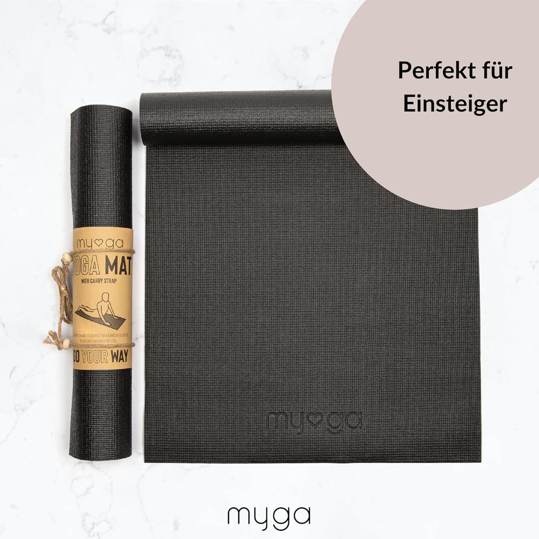 Myga Einsteiger-Yogamatte | Rutschfest & Leicht zu tragen – 4 mm Dicke | Ideal für Yoga, Pilates, Me