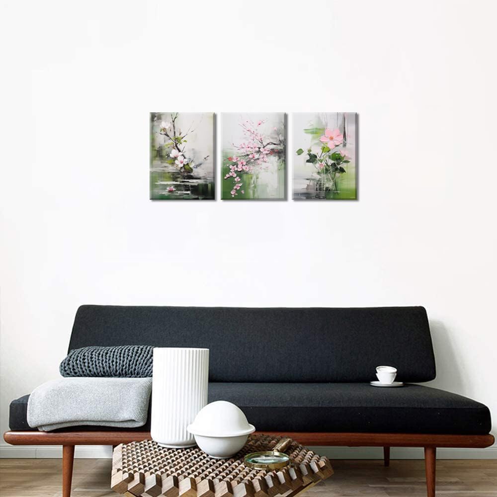 Piy Painting Blume Leinwand Wandkunst, Grünes Wandbilder, Frühling Leinwandbild, Leicht Zu Hängen Fü