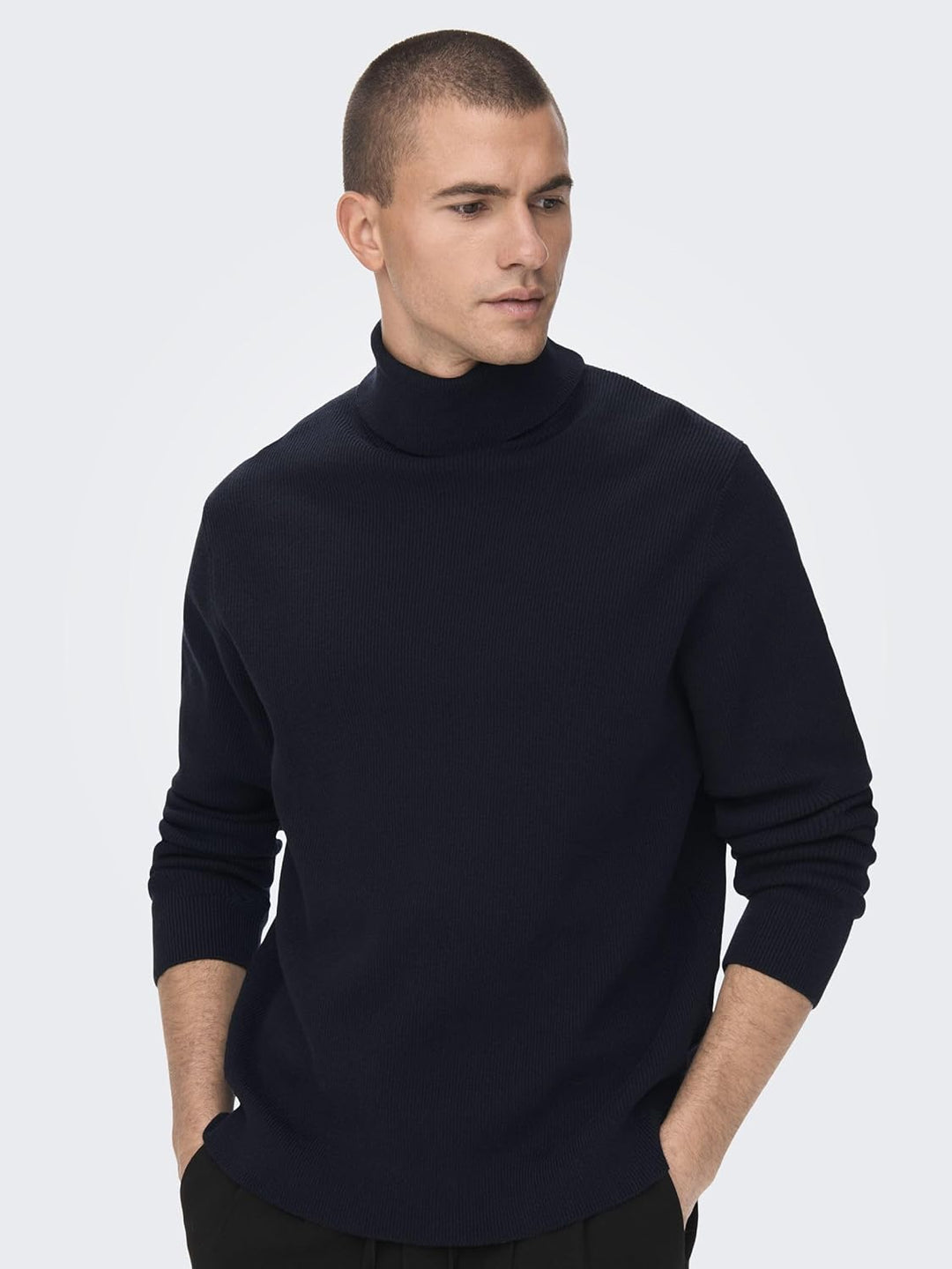 ONLY & SONS Herren Rollkragen Strickpullover ONSPhil Herrenpullover mit Kragen XL Dark Navy, XL Dark