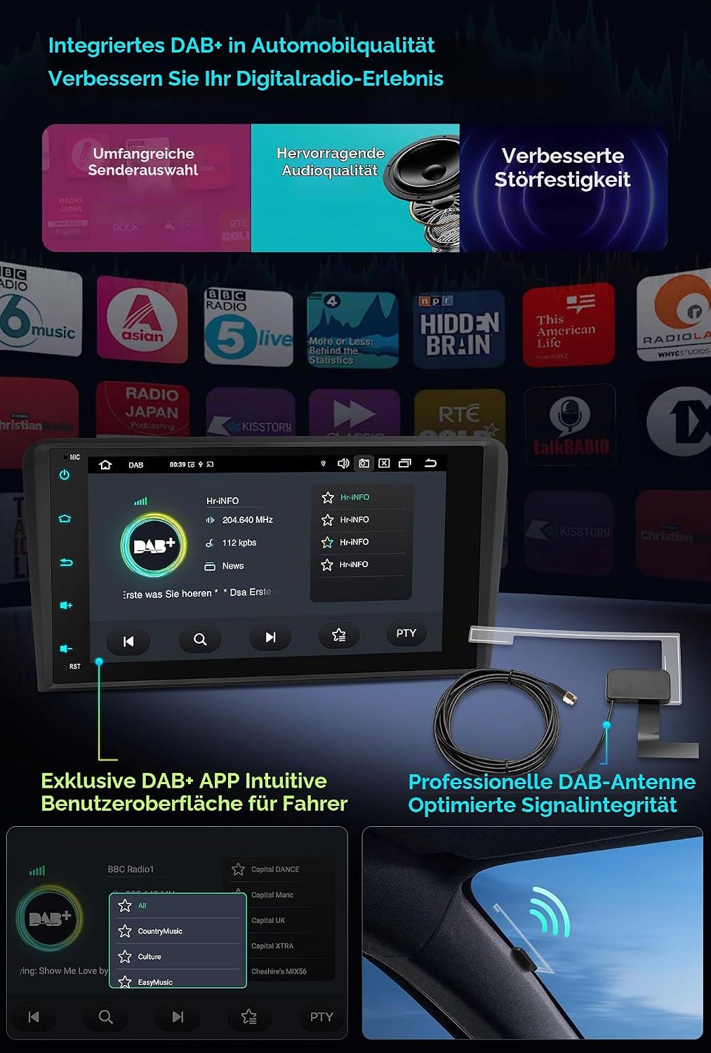 XTRONS 8" Autoradio für Audi A3 8P S3 RS3 Eingebautes DAB Plus Android 14 | Octa Core 4+64GB Autorad