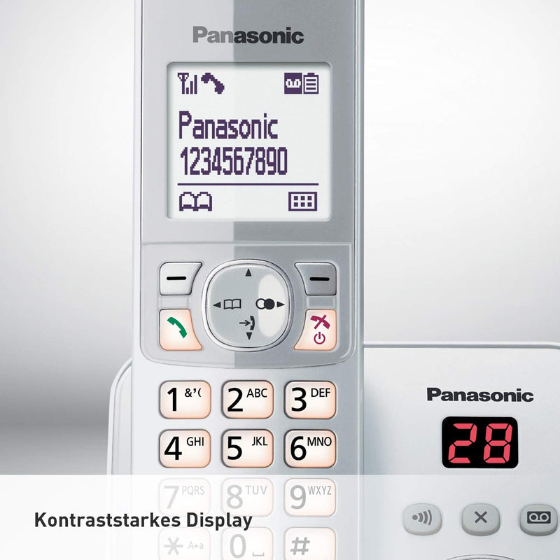 Panasonic KX-TG6822GS DECT Schnurlostelefon mit Anrufbeantworter (strahlungsarm, Eco-Modus, GAP Tele