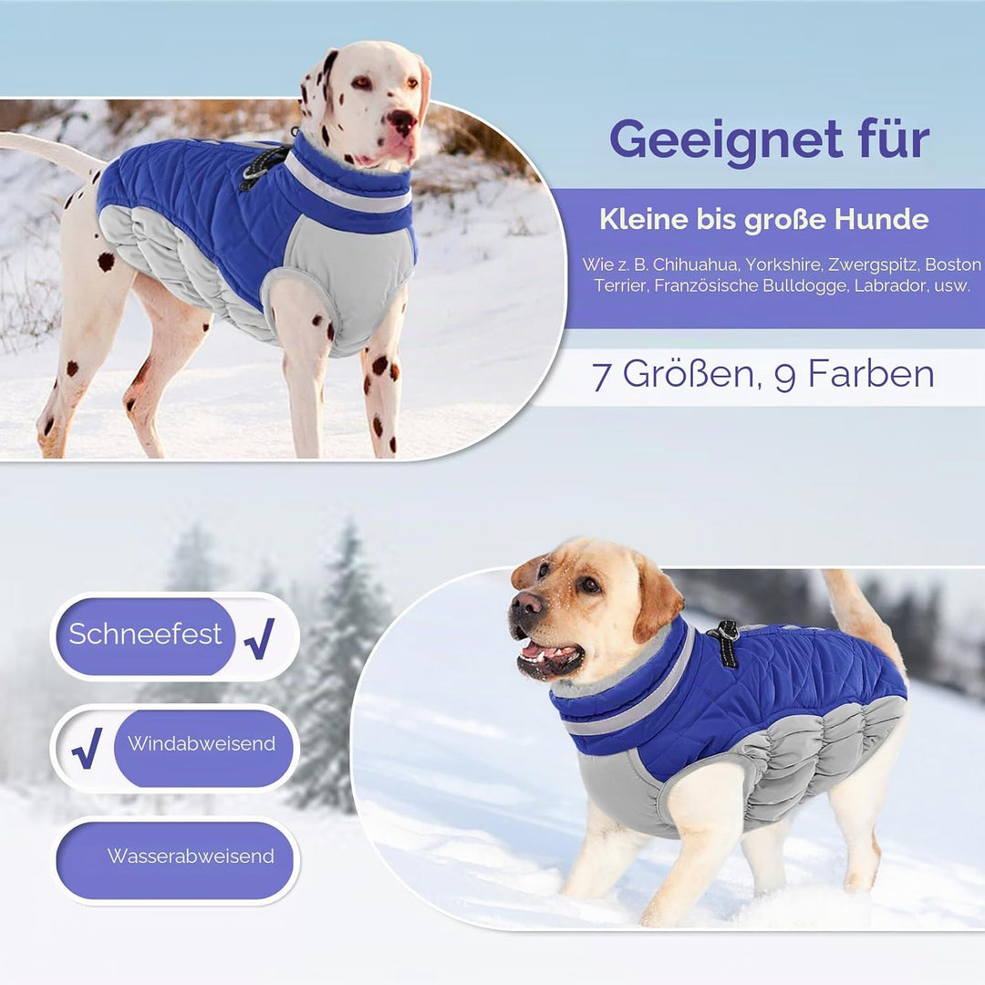 AOFITEE Hundejacke Kleine Hunde, Wasserdicht Hunde Wintermantel Warm Hundemantel mit Geschirr, Rollk