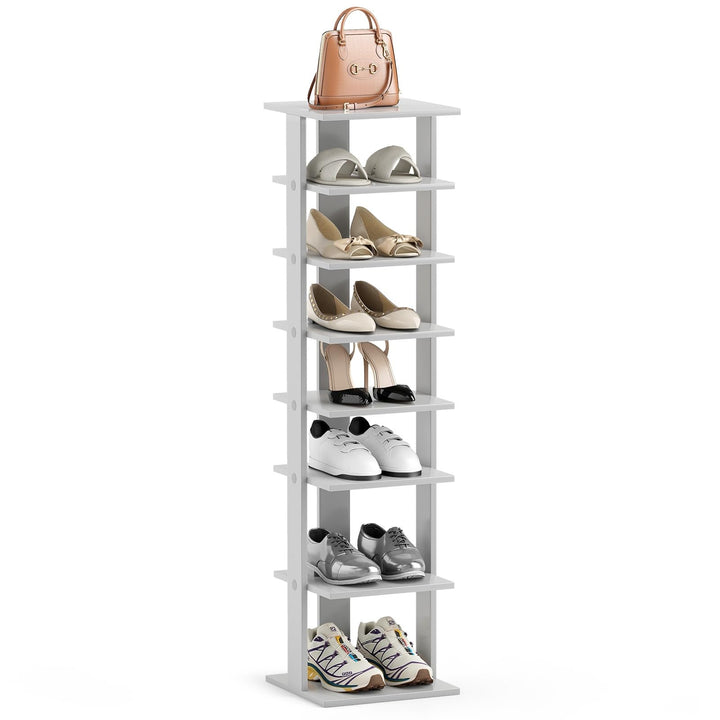 GIANTEX Schuhregal schmal und hoch, Schuhschrank Regal Holz 8 Ebenen, Schuhständer Schuhablage verti