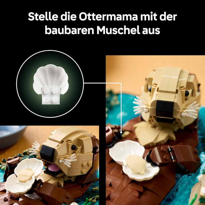 LEGO Ideas Schwimmende Otter - Modellbau für Erwachsene - 3D Puzzle mit Seeotter Figuren (Mutter & J