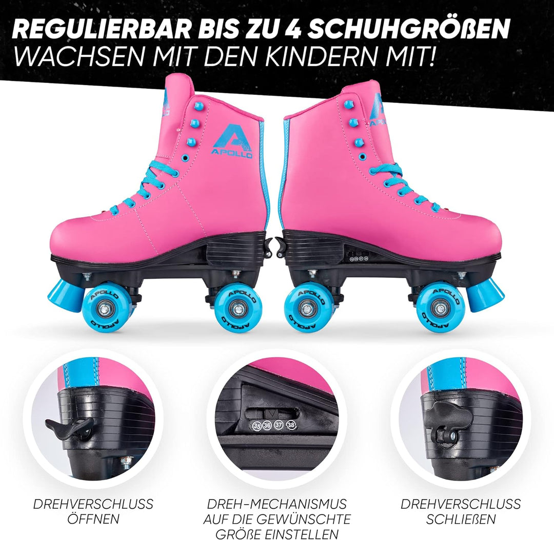 Apollo Disco Roller, Classic Roller | Rollschuhe für Kinder und Erwachsene | grössenverstellbare Qua