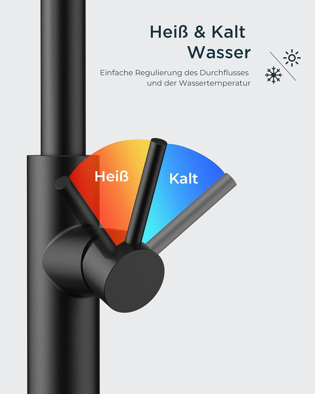 FORIOUS Wasserhahn Küche Schwarz, Küchenarmatur Ausziehbar, Zwei Sprühfunktione, 360° Schwenkbar Ede