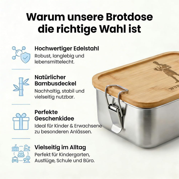 LIEBTASTISCH® Personalisierte Brotdose mit Wunschname - Boxer Kampfstellung Silhouette Gravur - Edel