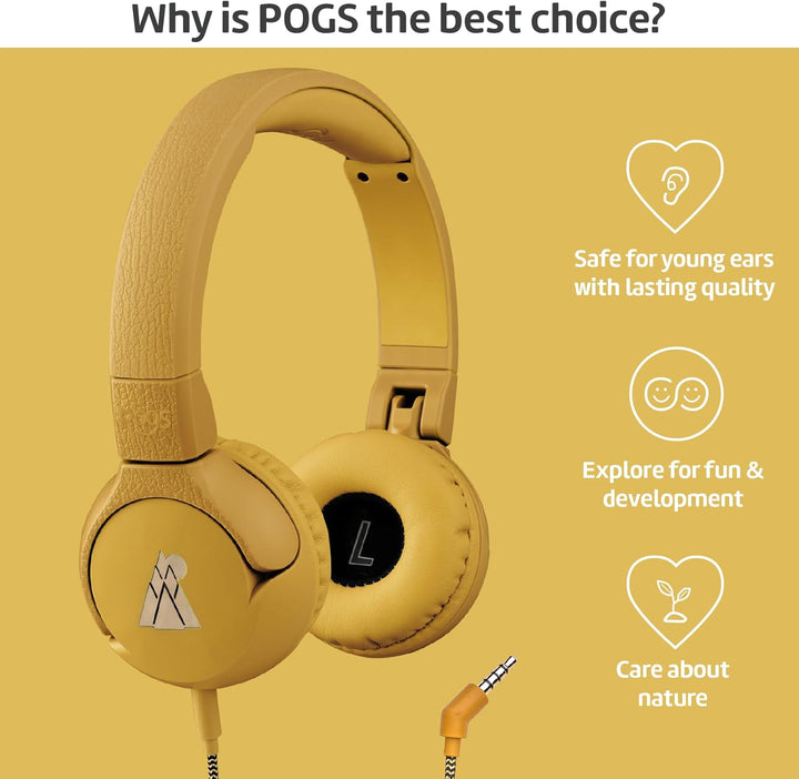POGS-Kinderkopfhörer mit Kabel | The Elephant 2 | Faltbarer robuster Kinderkopfhörer ab 3 Jahren | L