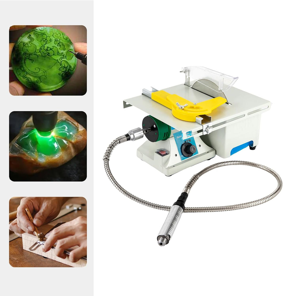 5-in-1 Mini Tischkreissäge, 750W Elektrisch Tischschleifmaschine Poliermaschine Schmuck Polierend Be