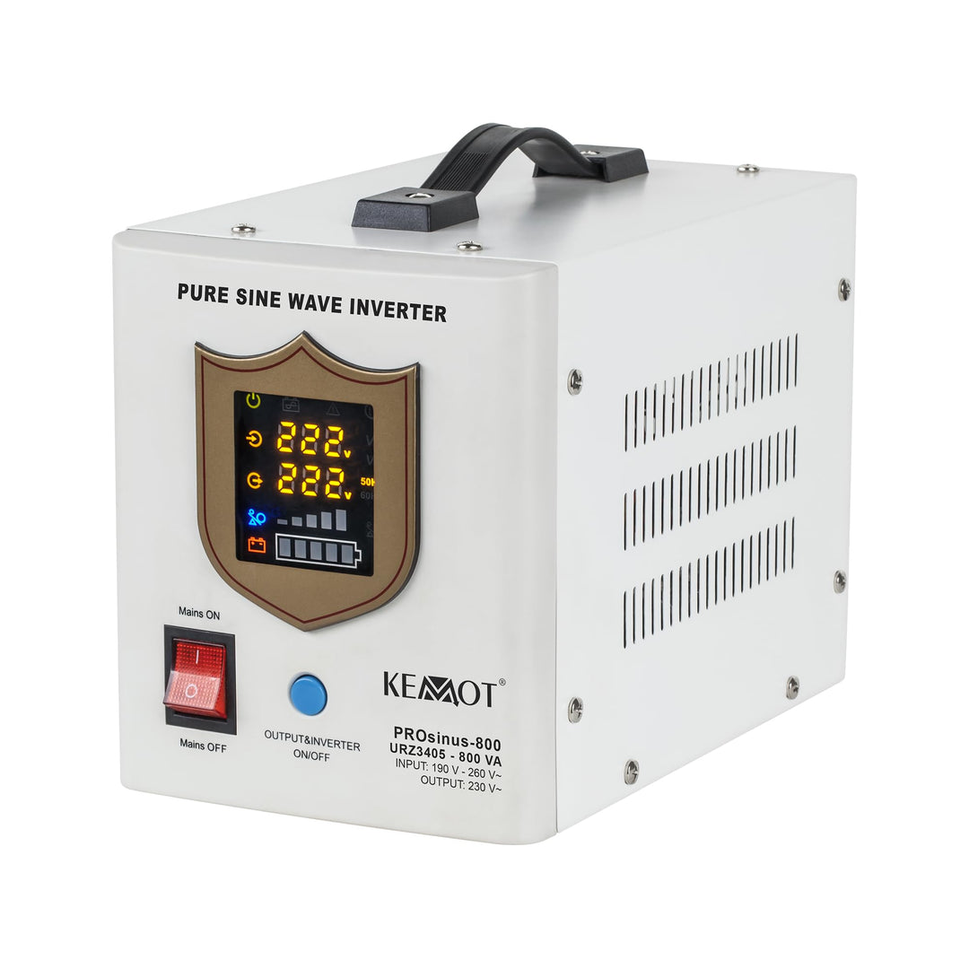 Notstromversorgung KEMOT PROsinus-800URZ3405 Wechselrichter Reiner Sinus Ladefunktion 12V 230V 800VA