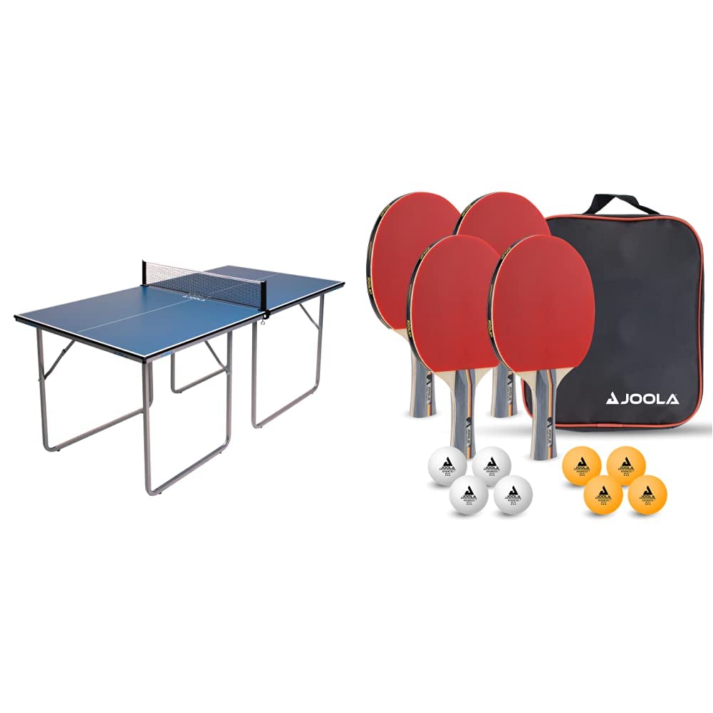JOOLA Tischtennistisch Midsize blau Platte + Tischtennis-Set Team School, blau Platte + Tischtennis-