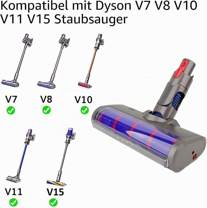 WEILE Ersatz Soft Roller Aufsatz Weiche-Reinigungsbürste Kopf Bodenbürste Zubehör für Dyson V7 V8 V1