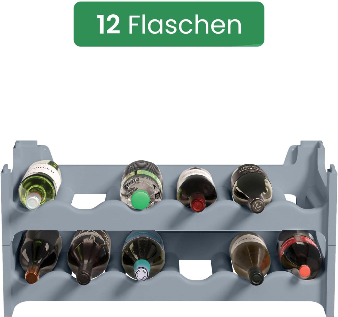 ARTECSIS Weinregal stapelbar Kunststoff für 12 Flaschen, stabiles Flaschenregal in Gastronomie-Quali