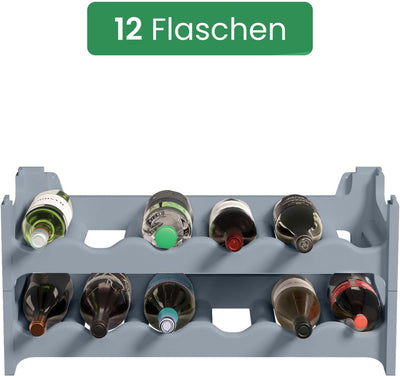ARTECSIS Weinregal stapelbar Kunststoff für 12 Flaschen, stabiles Flaschenregal in Gastronomie-Quali