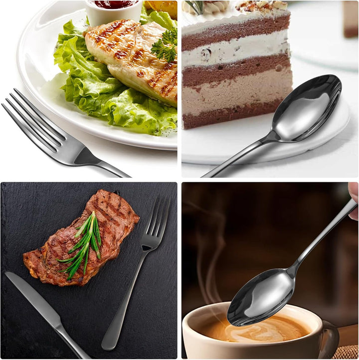 Besteck Set, Edelstahl Spiegelpoliert 30 teilig Besteckset für 6 Personen, Essbesteck Set mit Messer