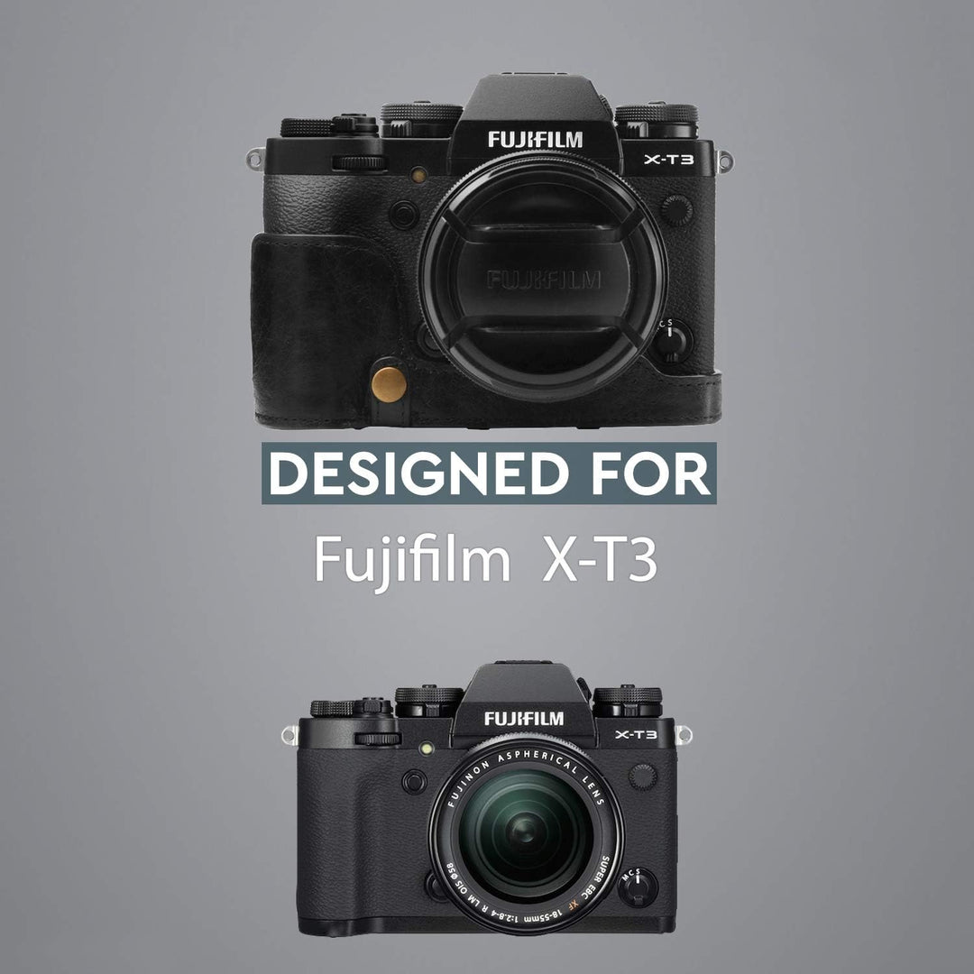 MegaGear MG1550 Fujifilm X-T3 (XF23mm - XF56mm & 18-55mm Lens) Ever Ready Echtleder Kamera-Case mit