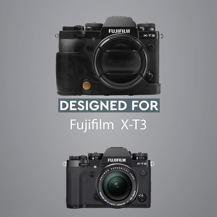 MegaGear MG1550 Fujifilm X-T3 (XF23mm - XF56mm & 18-55mm Lens) Ever Ready Echtleder Kamera-Case mit