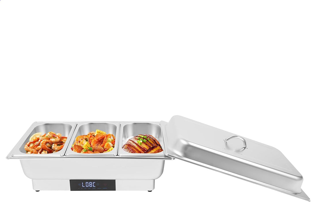 Speisenwärmer Buffetwärmer 9L, Warmhalteplatte Edelstahl Warmhaltebehälter Essen 600W Elektrischer C
