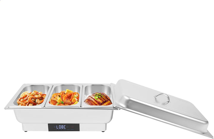 Speisenwärmer Buffetwärmer 9L, Warmhalteplatte Edelstahl Warmhaltebehälter Essen 600W Elektrischer C