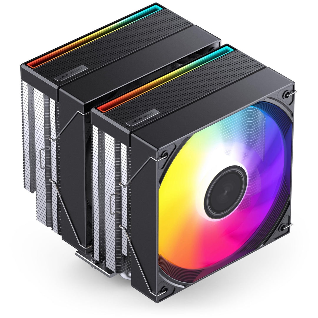 Jonsbo CB80 CPU-Kühler – schwarz | Dual-Tower-Cooler mit 2X 120-mm-PWM-Lüftern, 6 Heatpipes und RGB-