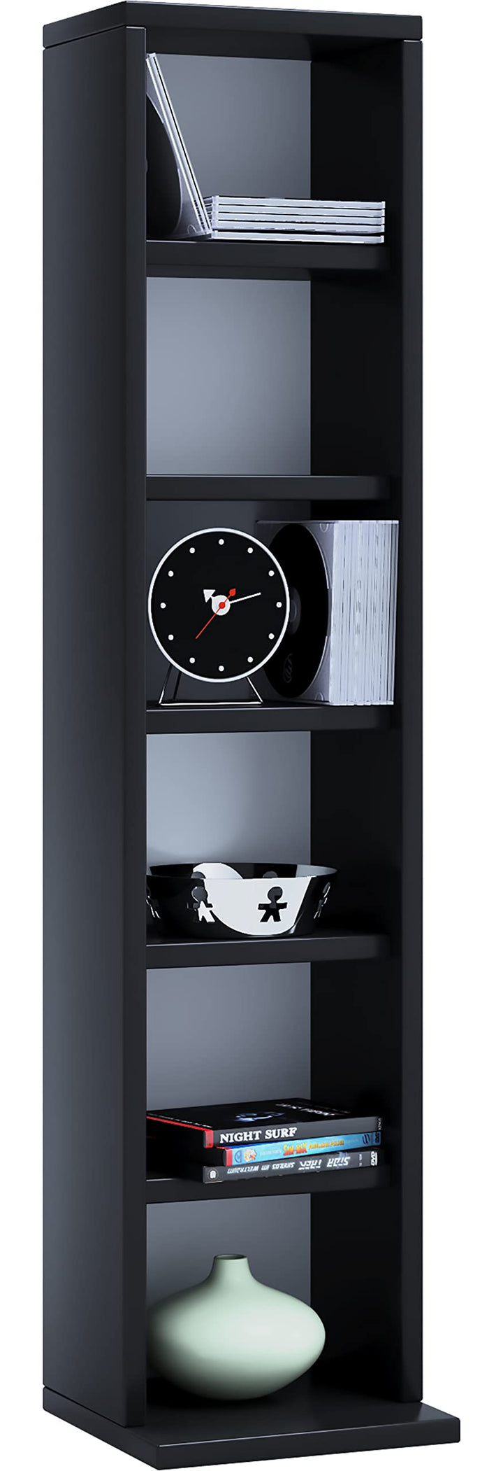 VCM Regal DVD CD Schrank Rack Möbel Aufbewahrung Holzregal Standregal Möbel Anbauprogramm Schwarz