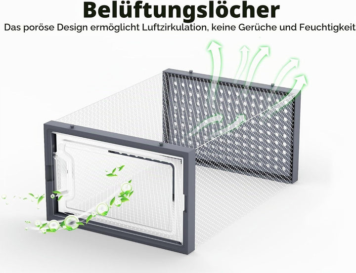 HOMIDEC Schuhboxen, 12 Stück Schuhboxen Stapelbar Transparent, Schuhorganizer Schuhaufbewahrung Schu