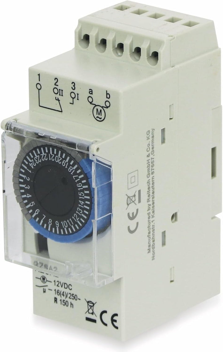 RELTECH Zeitschaltuhr RZSA2, 12 V-, DIN-Schiene, Analog