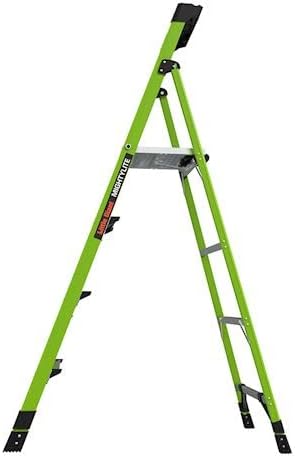 Little Giant MIGHTYLITE, 4 Steps Model - EN 131-150 kg Rated, Fiberglass Stepladder with Ground CUE