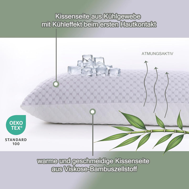 Seitenschläferkissen mit Bezug 40 x 145 cm - kühlendes Schwangerschaftskissen - Stillkissen mit Memo