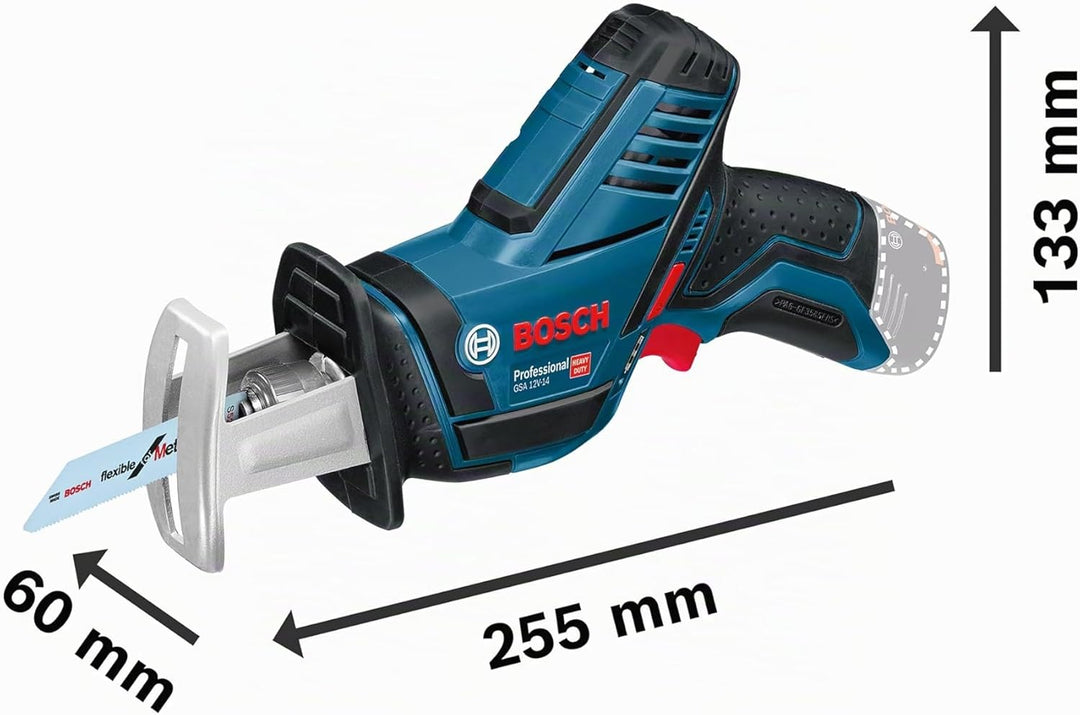 Bosch Professional 12V System Akku Säbelsäge GSA 12V-14 (Schnitttiefe Holz/Metallprofile: 65/50 mm,