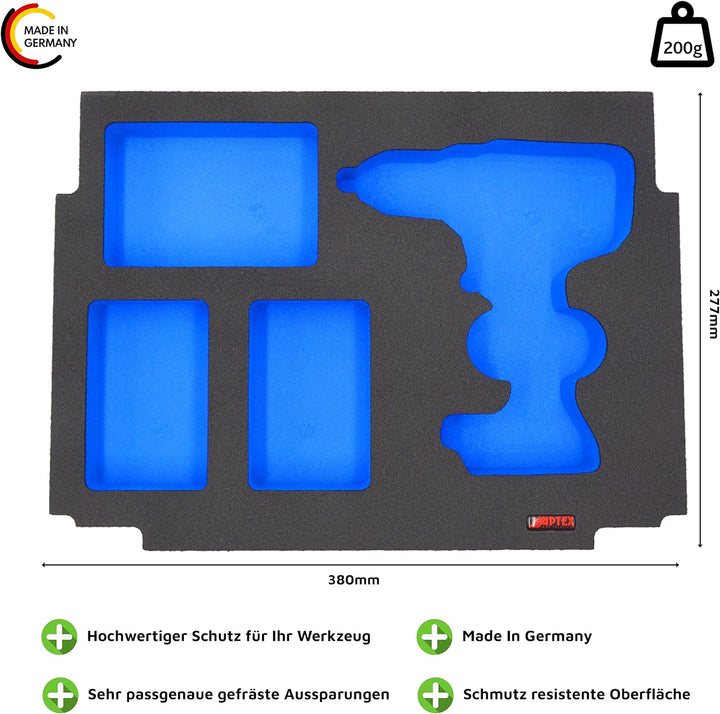 Aptex. Schaumeinlage passend für Makita Akku-Bohrschrauber DDF 484 für MakPac Gr. 1-3