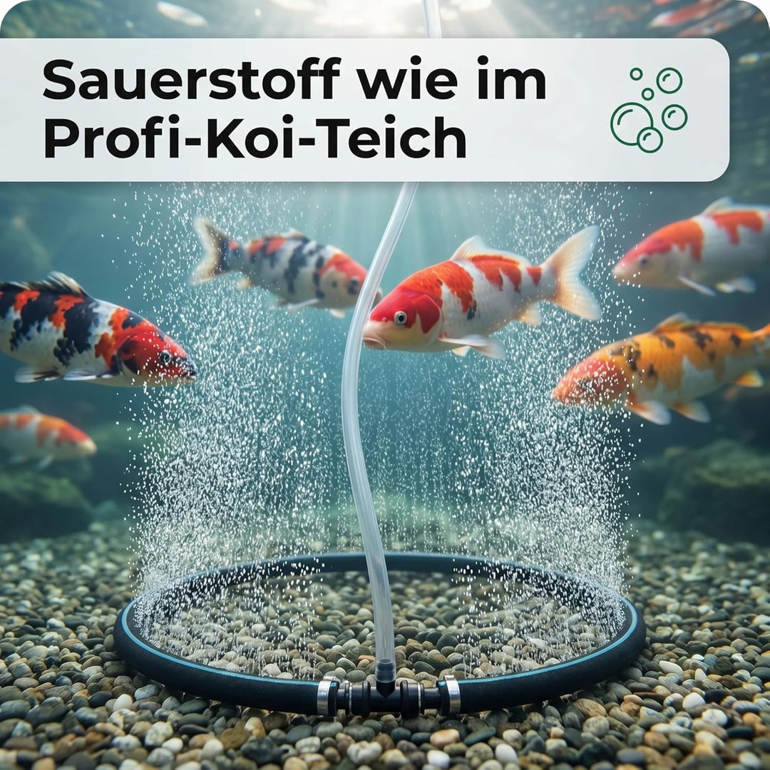 Pondlife Japan Belüfterring für Koi Teich, Ø 35 cm, Teichbelüfter mit Luftschlauch, Sauerstoffzufuhr