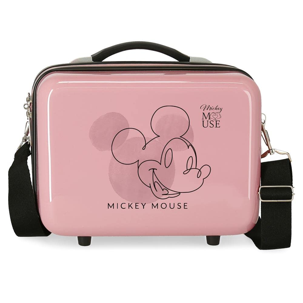 Disney Mickey Outline Kulturbeutel, anpassbar, mit Umhängetasche, rosa, 29 x 21 x 15 cm, starr, ABS