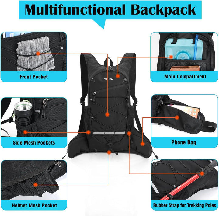 Trinkrucksack mit Trinkblase 2L Klein Laufrucksack Joggen für Damen Herren, Leichter Laufen Rucksack