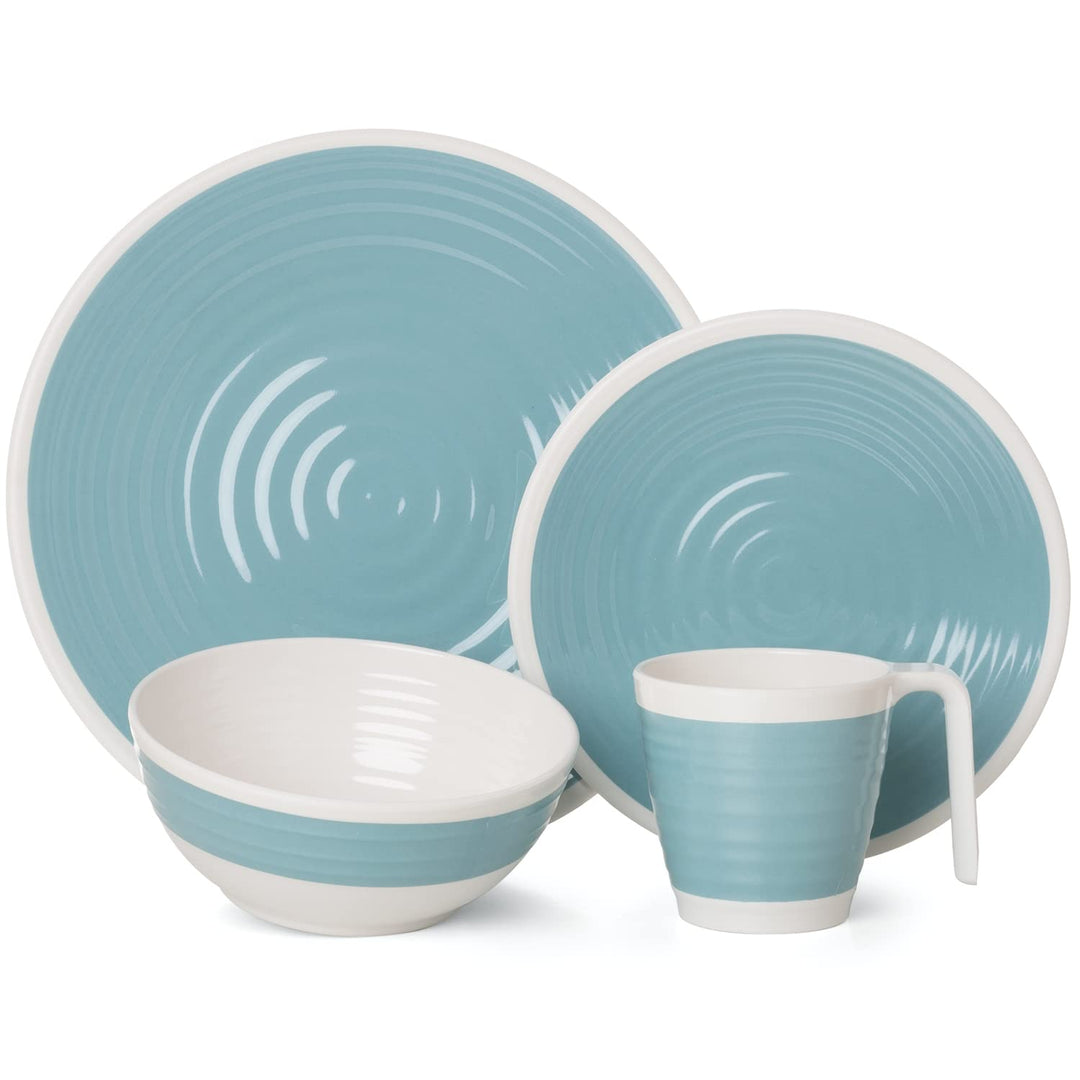 Melamin Camping Geschirr Set 1-4 Personen Harmonie 4-32 Teilig + Milano Gläser Wassergläser Weingläs