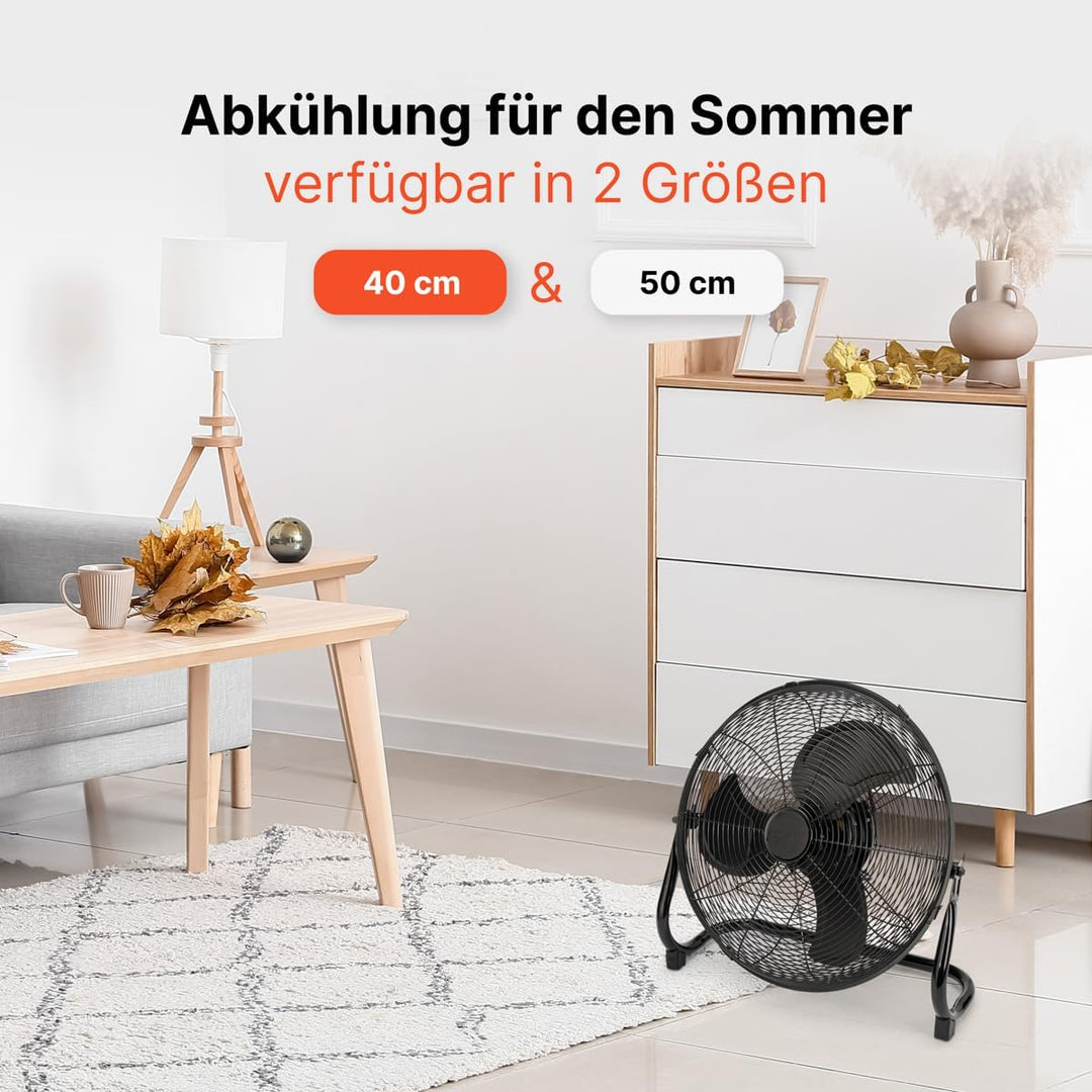 ProfiCare® Windmaschine mit 40 cm Ø | Ventilator verstellbarer Winkel | Bodenventilator 3 Stufen | V