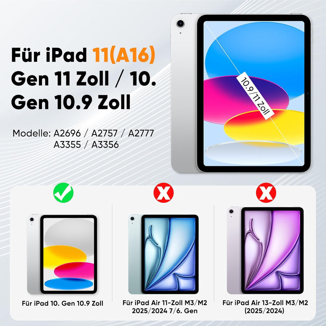 Timecity Hülle für iPad A16 11./10. Generation 11/10.9 Zoll 2025/2022 | für iPad Hülle Stossfeste mi